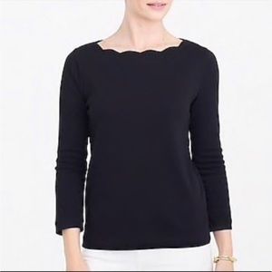 J Crew light MINT scalloped 3/4 length shirt